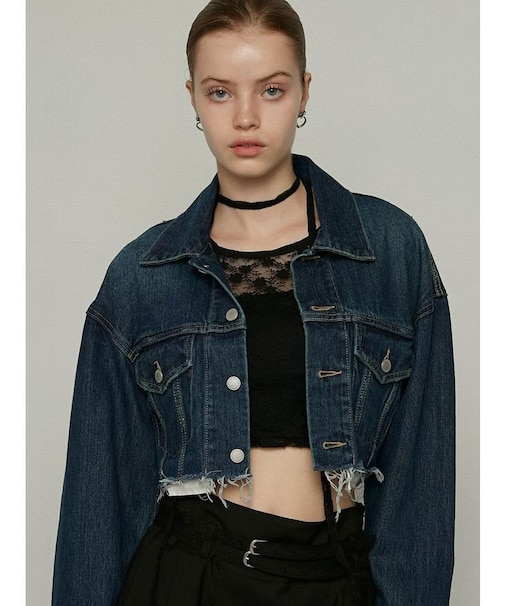 カットオフクロップドデニムジャケット