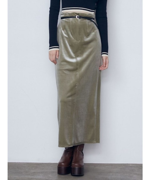 【WEB限定】ハイウエストベルトベロアスカート