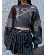 ショートルーズジャガードニット