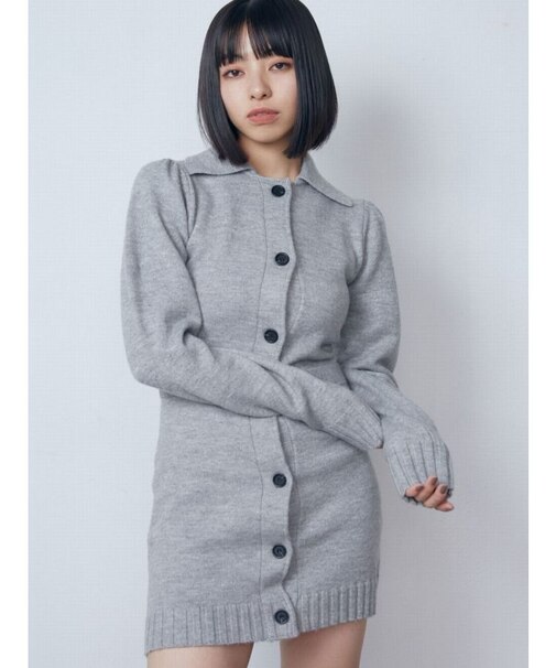 シングルカラーミニマルワンピース