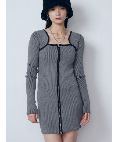 プレーティングリブジップワンピース