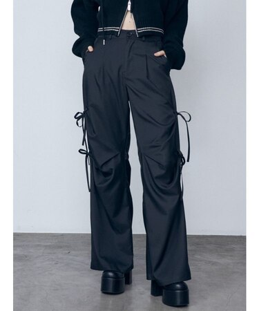 サイドハンドリボンルーズパンツ