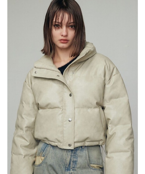 フェイクレザーショートダウン｜エモダの通販｜&mall（アンドモール