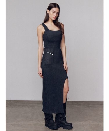 ドッキングポケットリブワンピース