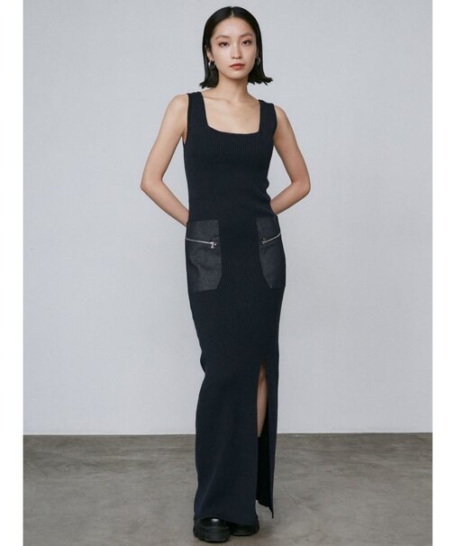 ドッキングポケットリブワンピース