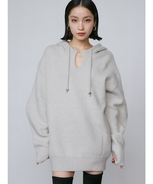 ワイドフードルーズニット