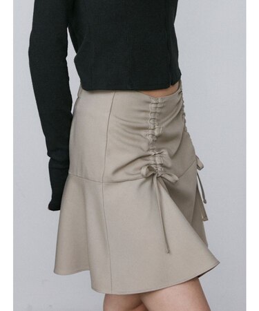 ギャザーリボンフレアスカート