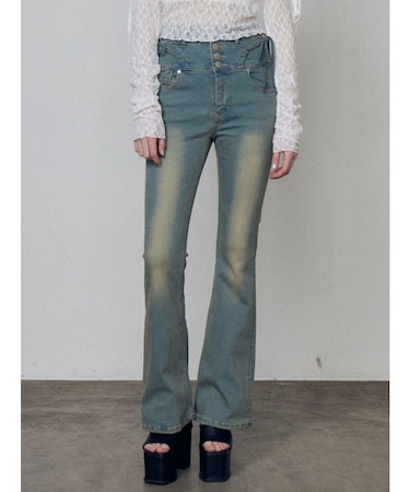 リボンストリングフレアハイウエストパギンス