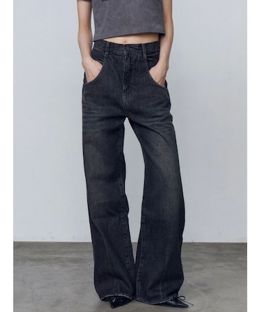 ルーズワイドハイウエストジーンズ