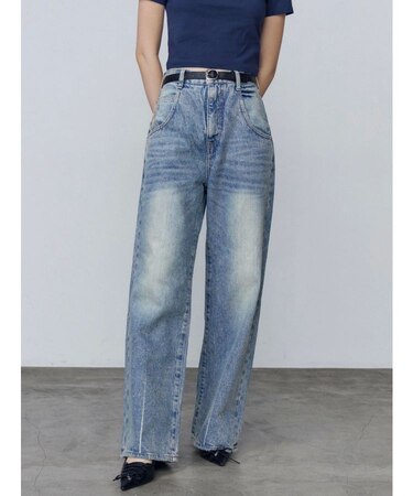 ルーズワイドハイウエストジーンズ