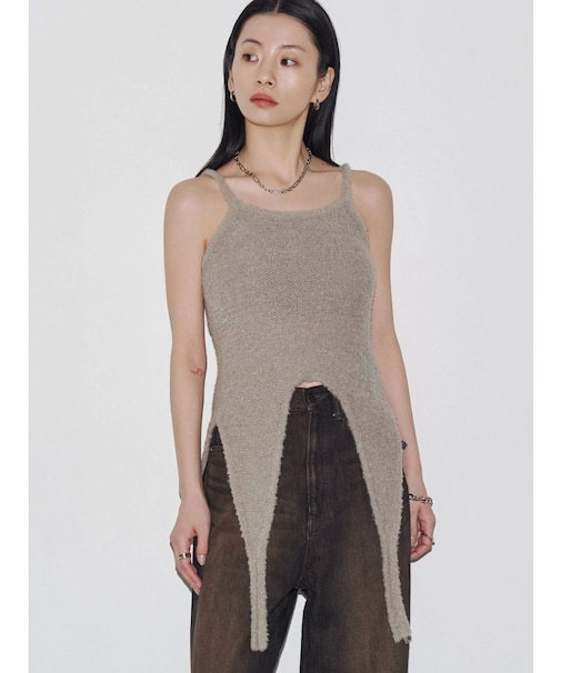 【VEQUM】MIXTURE HALTER KNIT
