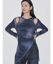 【VEQUM】ASYMMETRY SHEER LONG TOP
