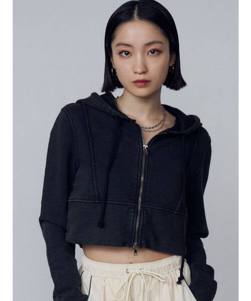 EMODA ショートレイヤードフーディー ショートパーカー ショートレイヤードフーディー｜エモダの通販｜&mall（アンド