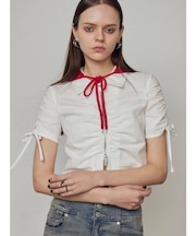 ギャザージップシャツトップ