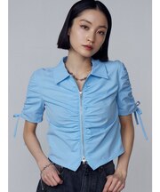 ギャザージップシャツトップ
