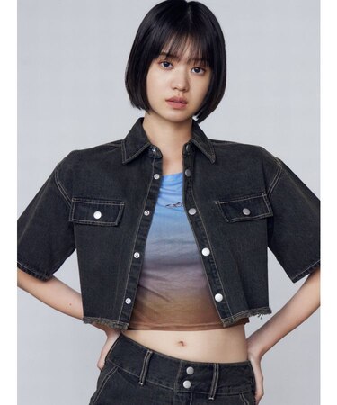 カットショートデニムシャツ