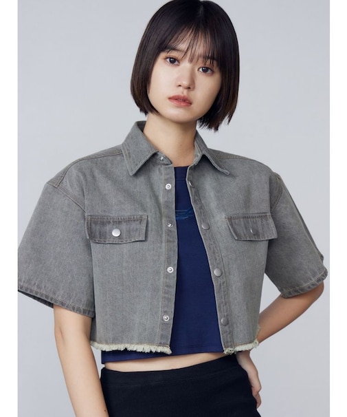 カットショートデニムシャツ