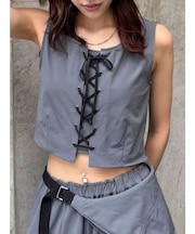 レースアップナイロントップス