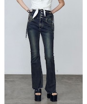 サイドオープンハイウエストフレアパギンス