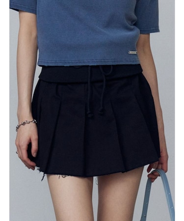 リブワイドプリーツスカート