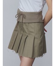 リブワイドプリーツスカート