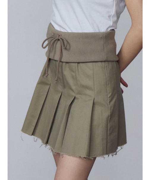 リブワイドプリーツスカート