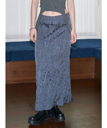 【VEQUM】CRUSH WRINKLE MAXI SK