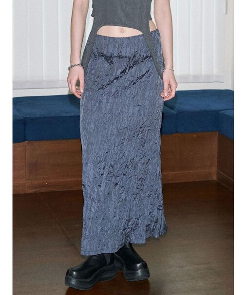 【VEQUM】CRUSH WRINKLE MAXI SK