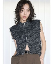 【VEQUM】FRINGE MIX KNIT TANK TOP