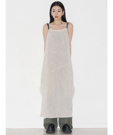 【VEQUM】CHAMBRAY SHEER MAXI ONE PIECE