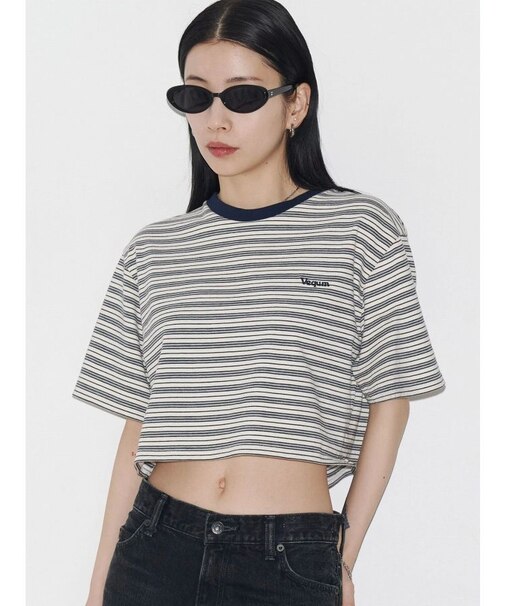 【VEQUM】HIGH GAUGE BORDER SHORT T SHIRT