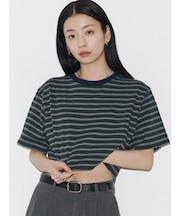 【VEQUM】HIGH GAUGE BORDER SHORT T SHIRT