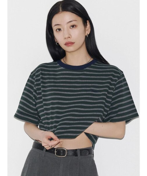 【VEQUM】HIGH GAUGE BORDER SHORT T SHIRT
