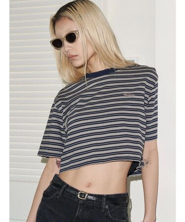 【VEQUM】HIGH GAUGE BORDER SHORT T SHIRT