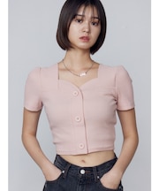 フロントボタンショートリブトップ