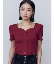 フロントボタンショートリブトップ