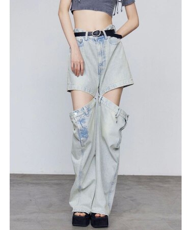 サイドオープンルーズジーンズ