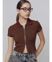 リブカッティングショートスリーブトップ