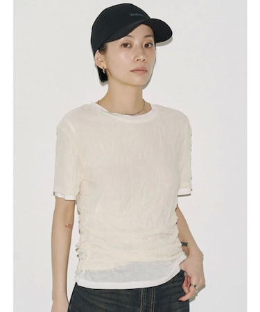 【VEQUM】WRINCLE LAYEREED TOPS