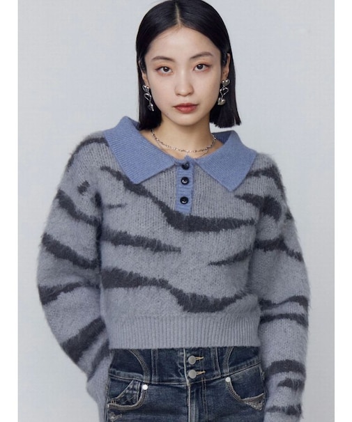 アートゼブラカラーニット