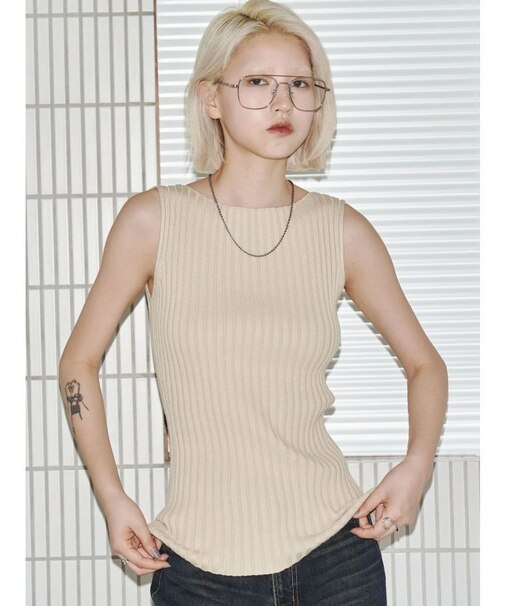 【VEQUM】WIDE RIB KNIT TT