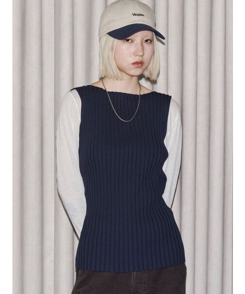 【VEQUM】WIDE RIB KNIT TT