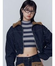 ボアカラーデニムブルゾン