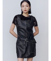 アウトポケットフェイクレザーワンピース