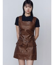 アウトポケットフェイクレザーワンピース