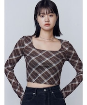 シアーベロアプレートクロップトップ