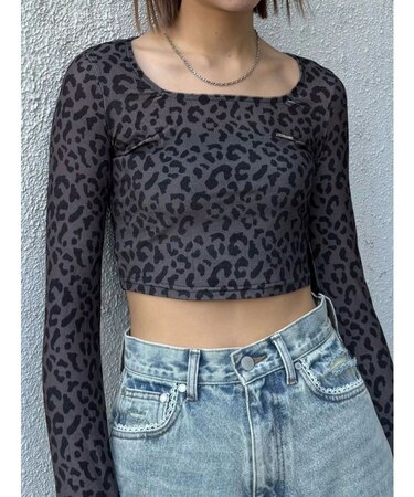 シアーベロアプレートクロップトップ