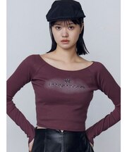 ロゴクロップドロングスリーブTシャツ