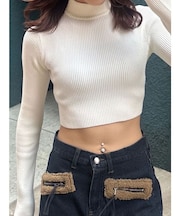 ハイネッククロップニット