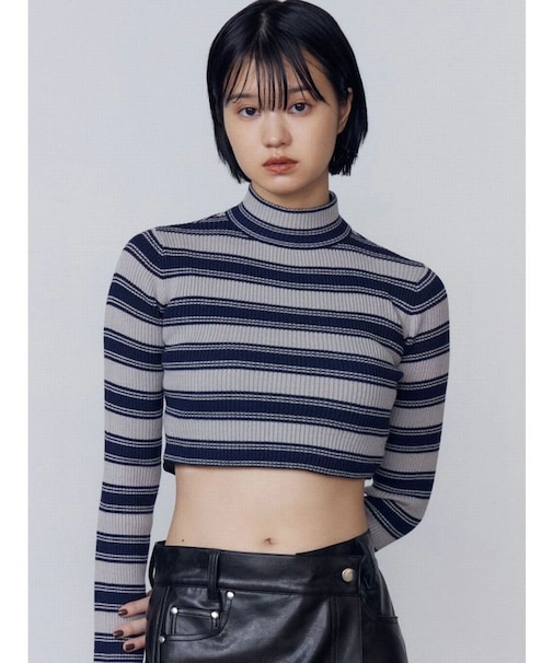 ハイネッククロップニット